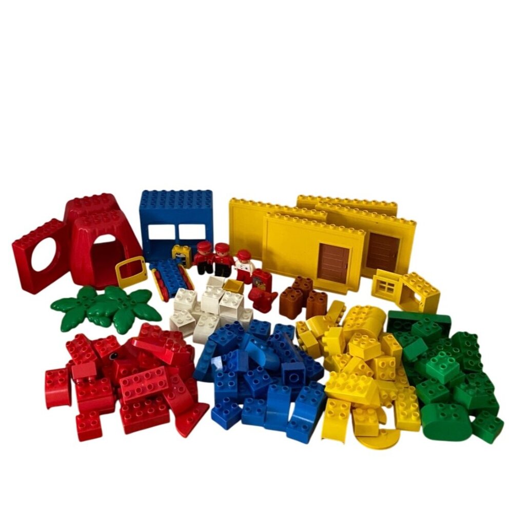 LEGO Duplo Mixed Bulk Brick Lot 125+ Pcs Building Blocks People Doors Windows